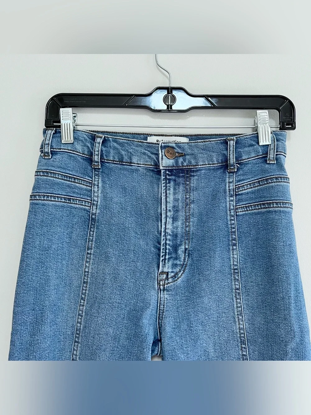 Reformation High Rise Skinny Leg Jeans in Rhine Med Blue Wash (PO# 9843), sz 27